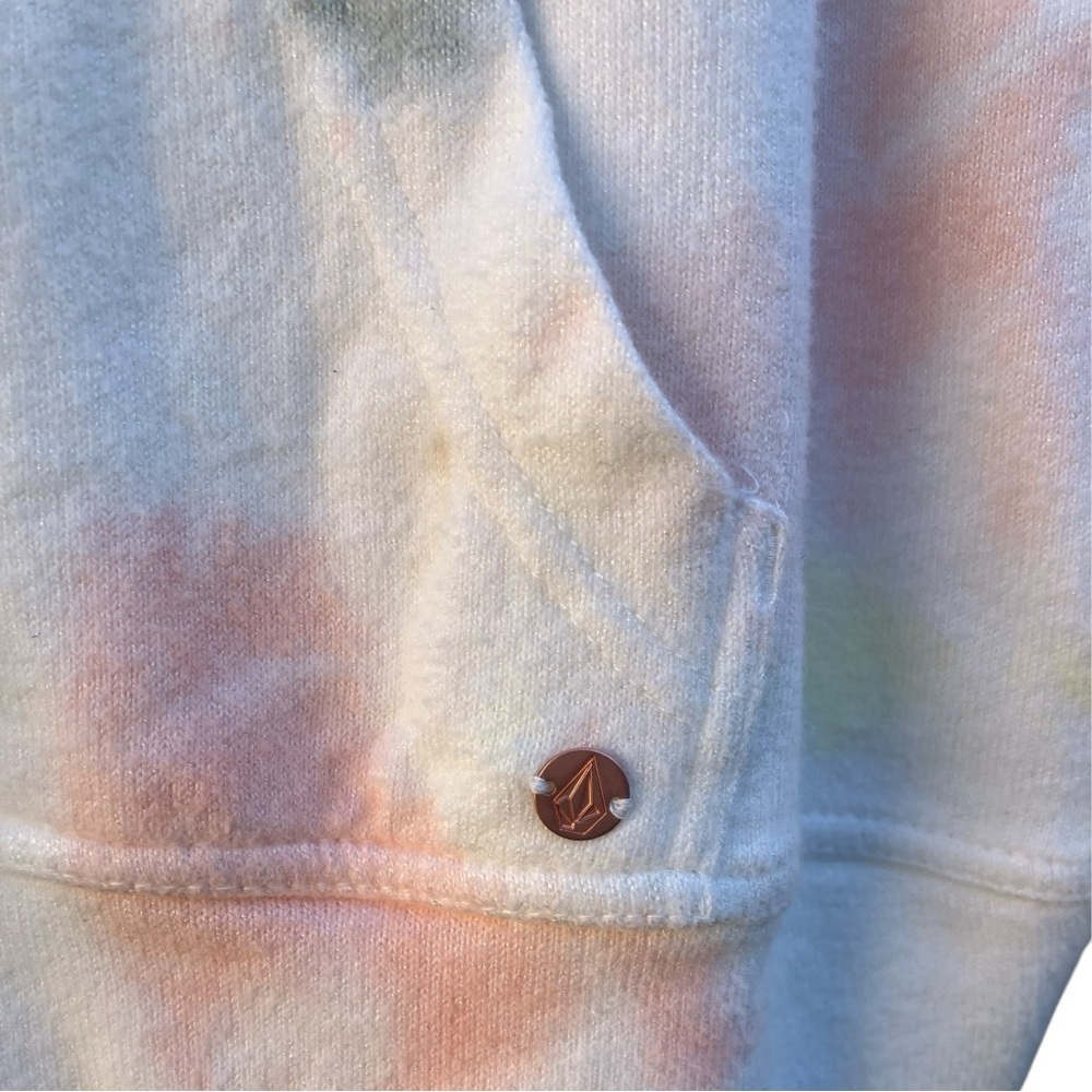 NWT Volcom Tie-Dye Pullover Hoodie Soft Lived-In Lounge Sweatshirt, Women’s MED - Picture 2 of 8